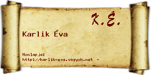 Karlik Éva névjegykártya